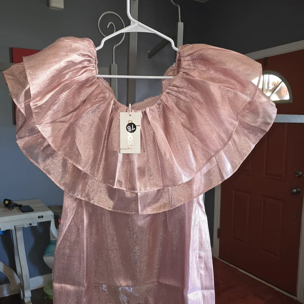 Elegant Pink Choosy Ruffle Mini Dress L - Picture 2 of 2